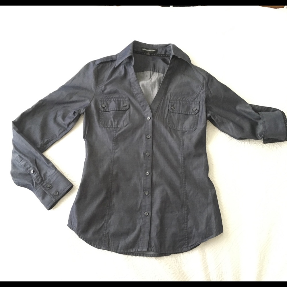 Express Essential Button Up Size XS Denim Blue